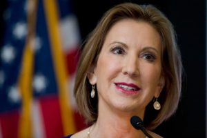 Carly Fiorina in front of American flag