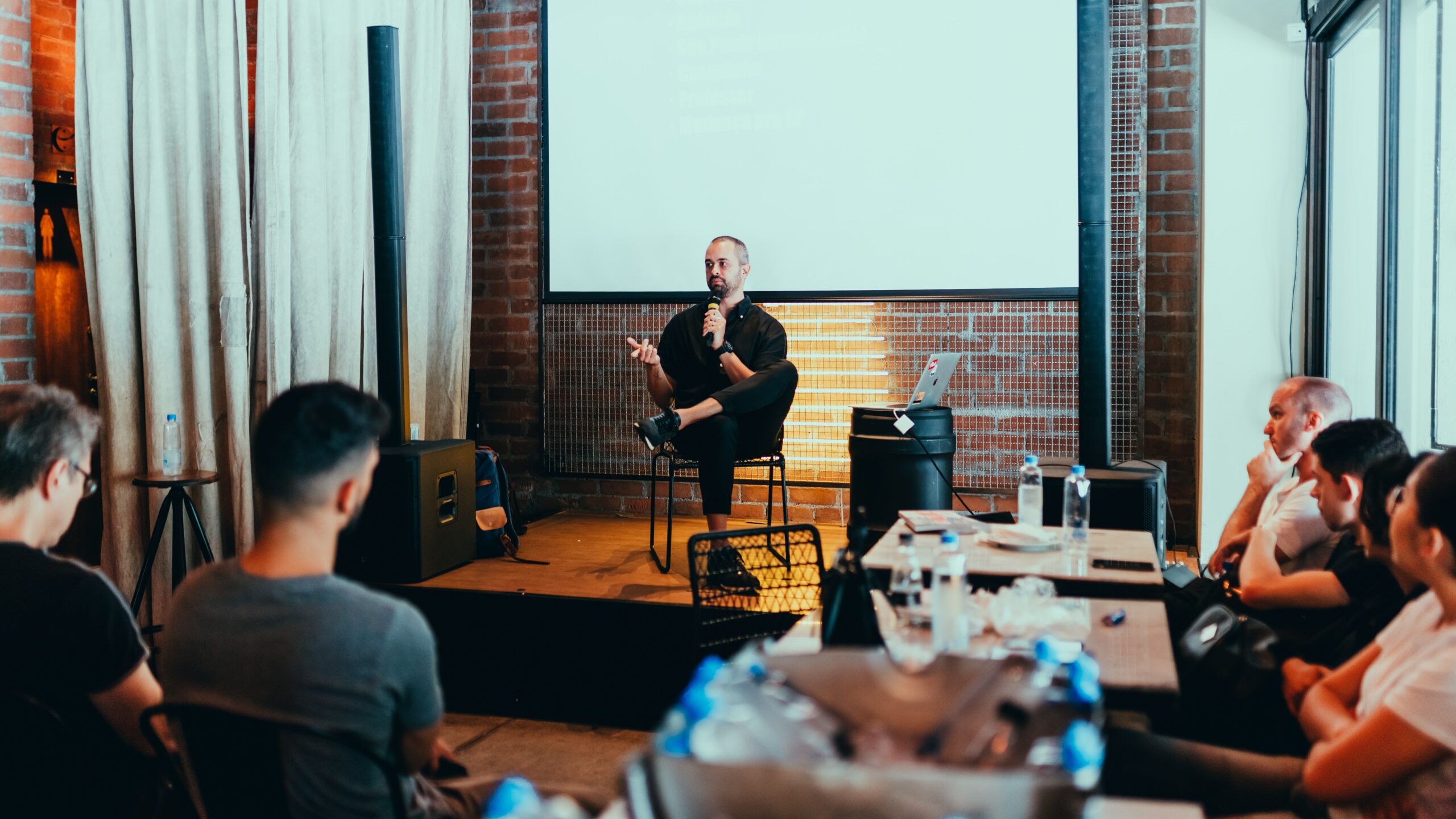 Speaker on small stage