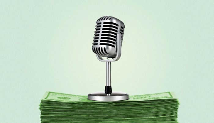 Mic on Money Stock Image