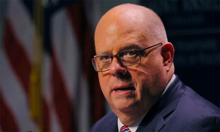 Larry Hogan in Manchester, New Hampshire, in October 2022. Photograph: Brian Snyder/Reuters