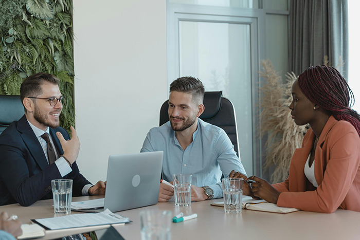 Coworkers Meeting Leadership Work