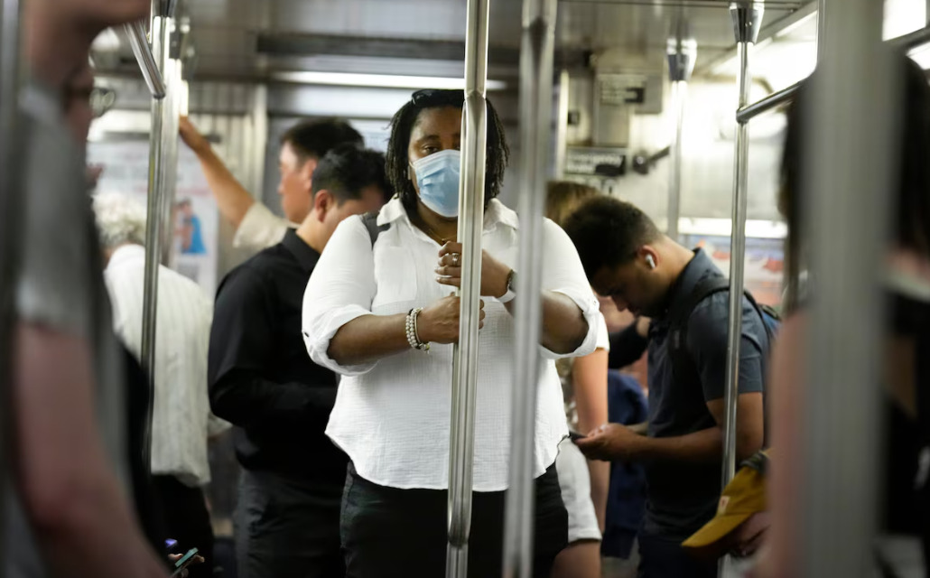 Commuter wearing a mask NYC