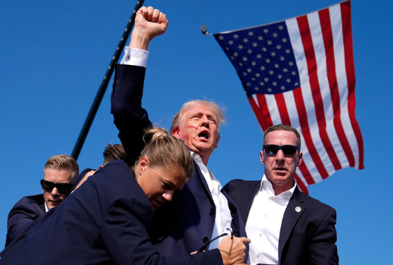 Donald Trump fist in air