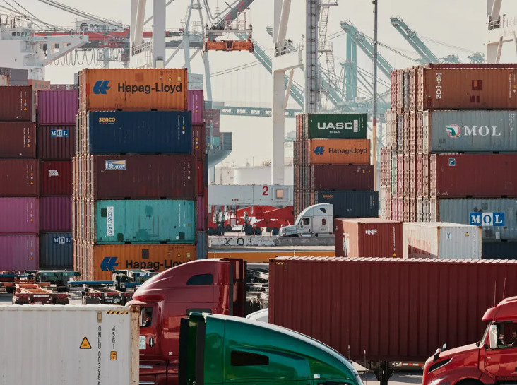 Shipping containers and cranes at the Port of Los Angeles