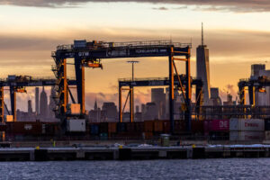 The scene at Bayonne, part of the northern New Jersey port complex, on Tuesday.