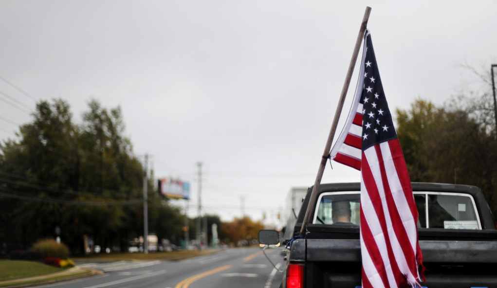 USA flag on truck