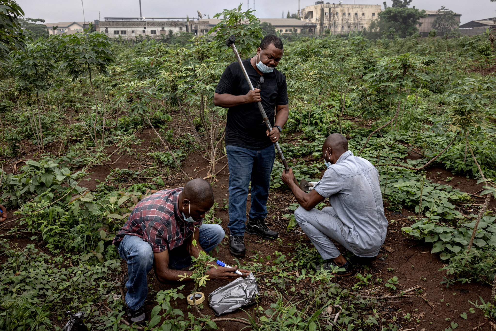 Gathering soil samples near True Metals. Finbarr O'Reilly for The New York Times