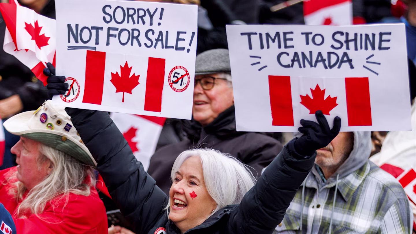 Canadian protestors against tariffs