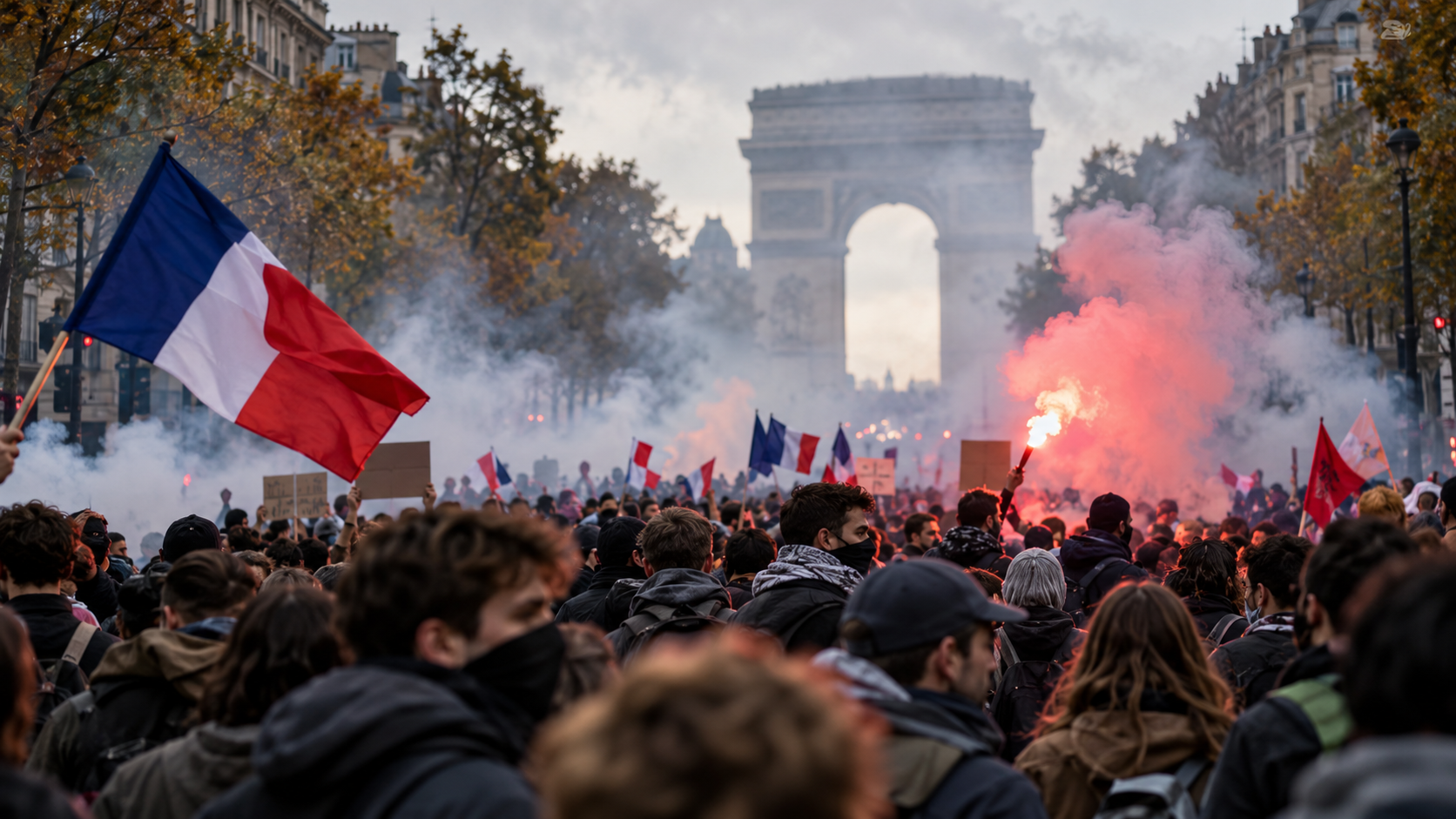 Paris Protest Beneath the Arc de Triomphe